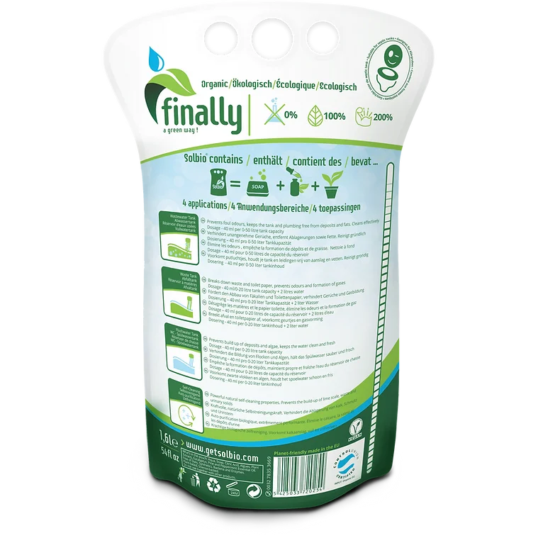 Solbio 1.6L Original 100% natural, biodegradable & organic toilet fluid pouch (40 Doses)