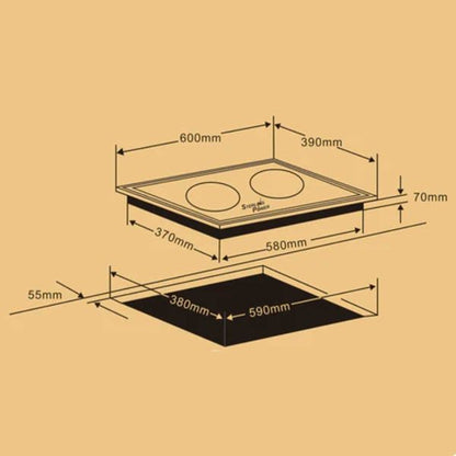 Sterling built-in twin side by side induction hob 2800W