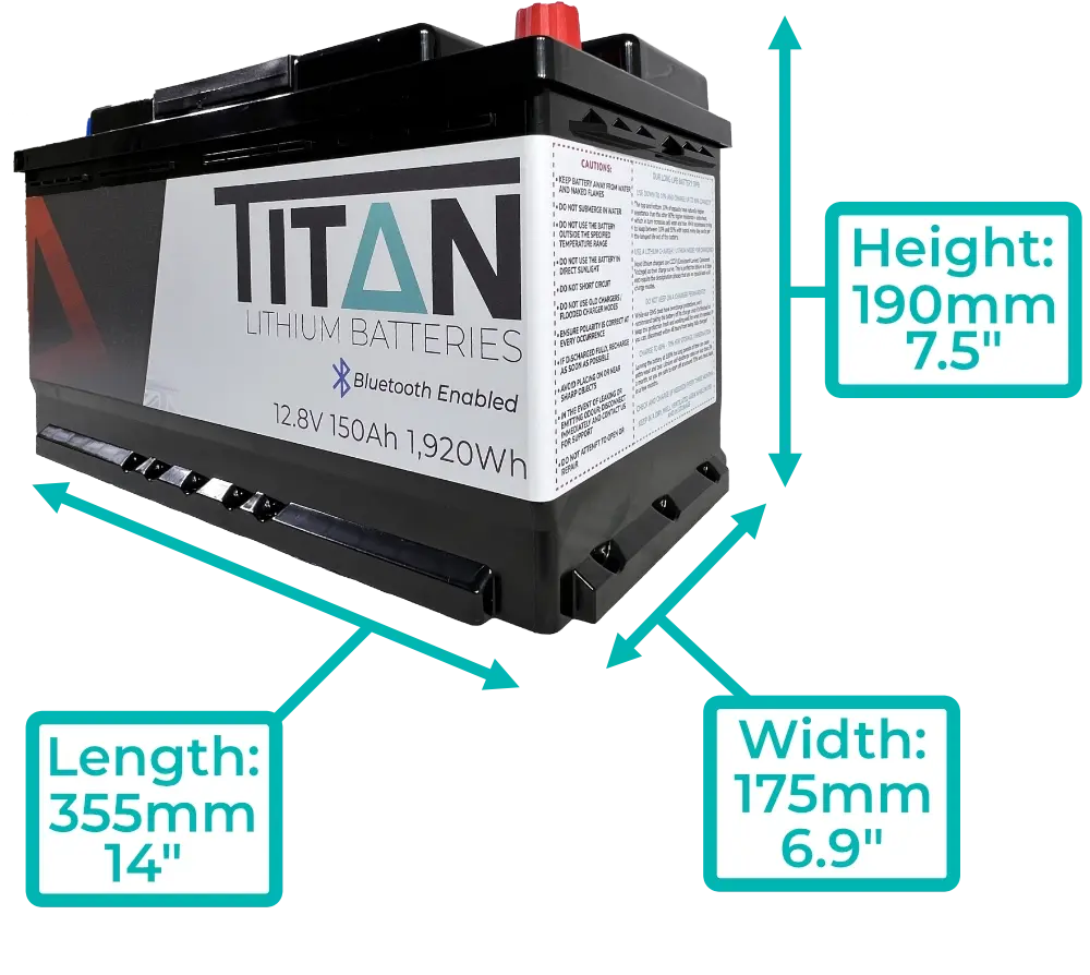 Titan 12v lithium iron phosphate (LiFePO₄) leisure battery 150Ah