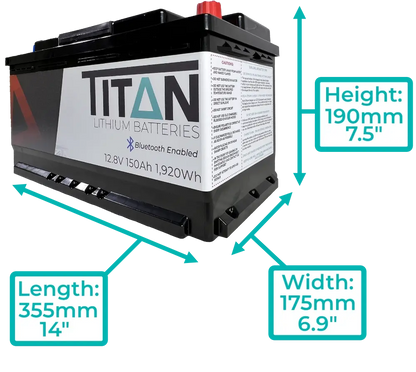 Titan 12v lithium iron phosphate (LiFePO₄) leisure battery 150Ah