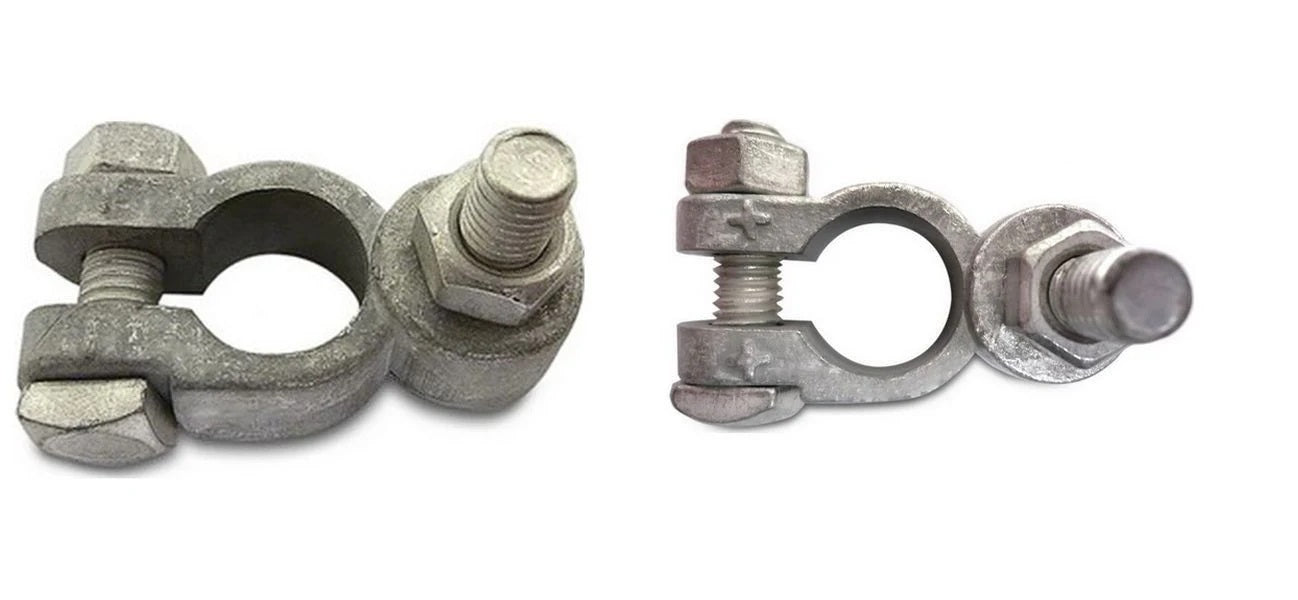 Pair of battery terminals with 8mm stud negative and positive