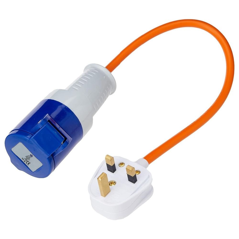 UK electrical hook up (EHU) to 3 pin plug lead adapter