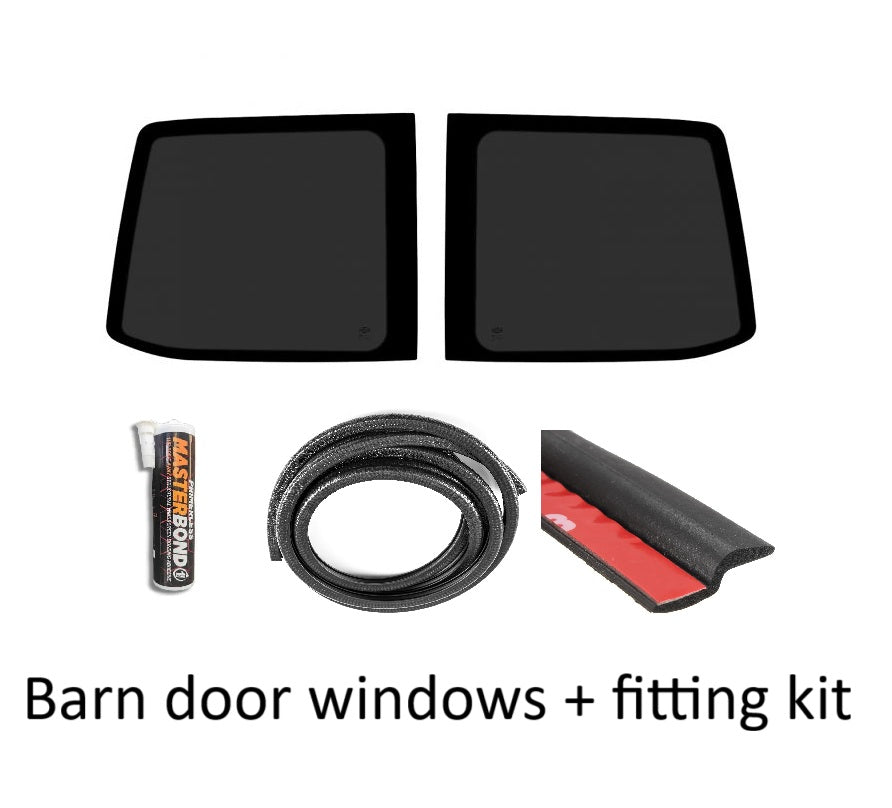 Camperglass Barn door windows + fitting kit for VW Transporter T5 T5.1 T6 & T6.1