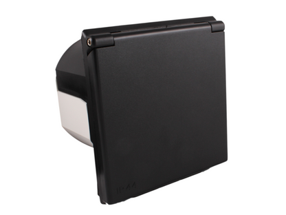Fawo 230v flush mains inlet (electric hook up EHU) socket – Black