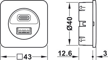 12v USB A & C socket White Hafele