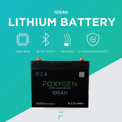 Foxygen 105Ah lithium battery with Bluetooth & heating