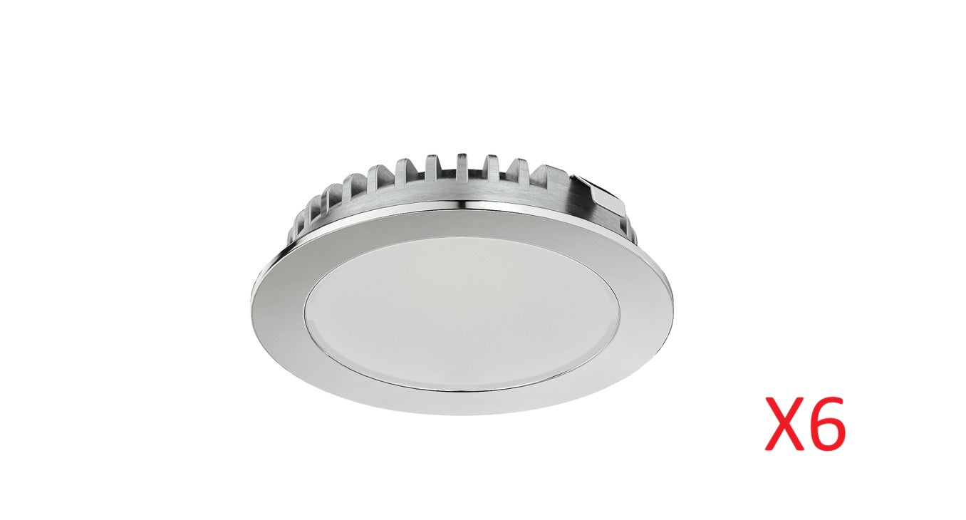 12v dimmable 65mm LED spotlight Silver Hafele Warm white 3000k (Pack of 6)