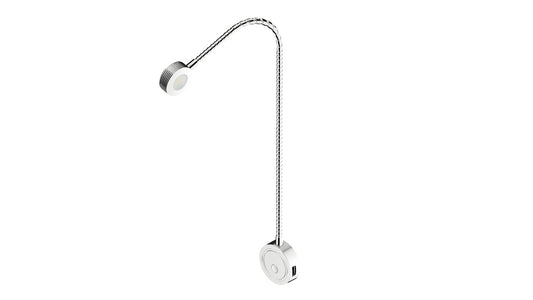 Hafele LED flexible reading light silver (touch dimmable. Includes USB port)