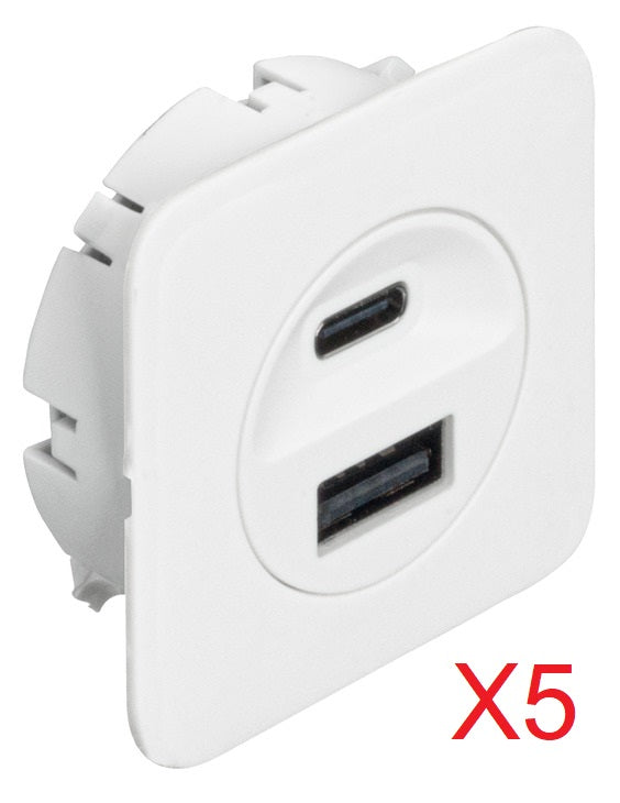 12v USB A & C socket White Hafele (Pack of 5)