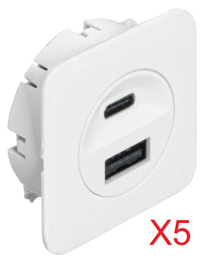 12v USB A & C socket White Hafele (Pack of 5)