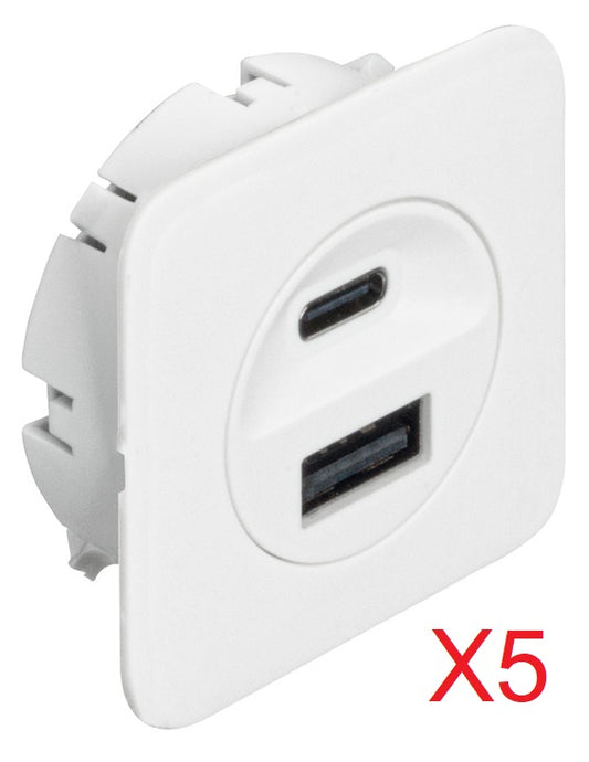 12v USB A & C socket White Hafele (Pack of 5)