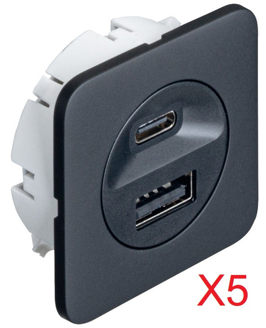 12v USB A & C socket Black Hafele (Pack of 5)