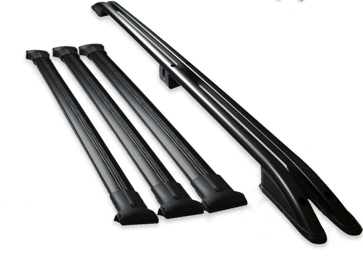 VW T5/T6 Transporter Turtle roof rack rails & 3 cross bars set - LWB BLACK 2003 to present (Collection only)