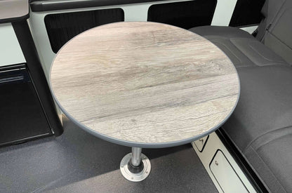 Round table top 400, 500 or 600mm Santa Fe Oak with dark grey edging