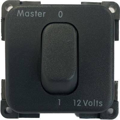 CBE dark grey single toggle switch, printed Master switch