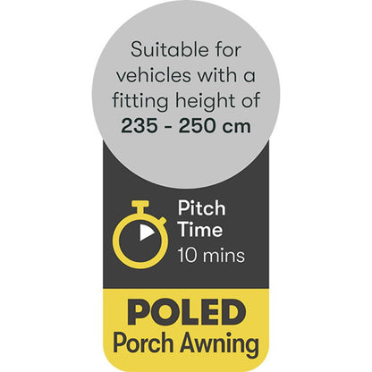 Falcon Pro 325 Poled Porch Awning Grey – Product Image