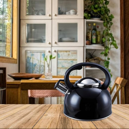 2.5 litre whistling kettle. Black