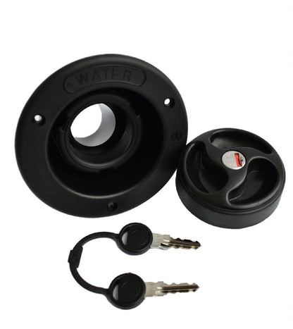 Zadi fresh water tank filler 40mm with locking cap + 2 keys (Black)
