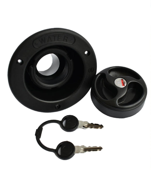Zadi fresh water tank filler 40mm with locking cap + 2 keys (Black)